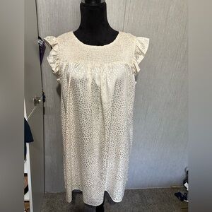 Elegant Cream Ruffle Sleeve Dress